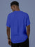 Back view of Fighterhero Men's Blue Round Neck T-shirt, highlighting the modern look and clean finish