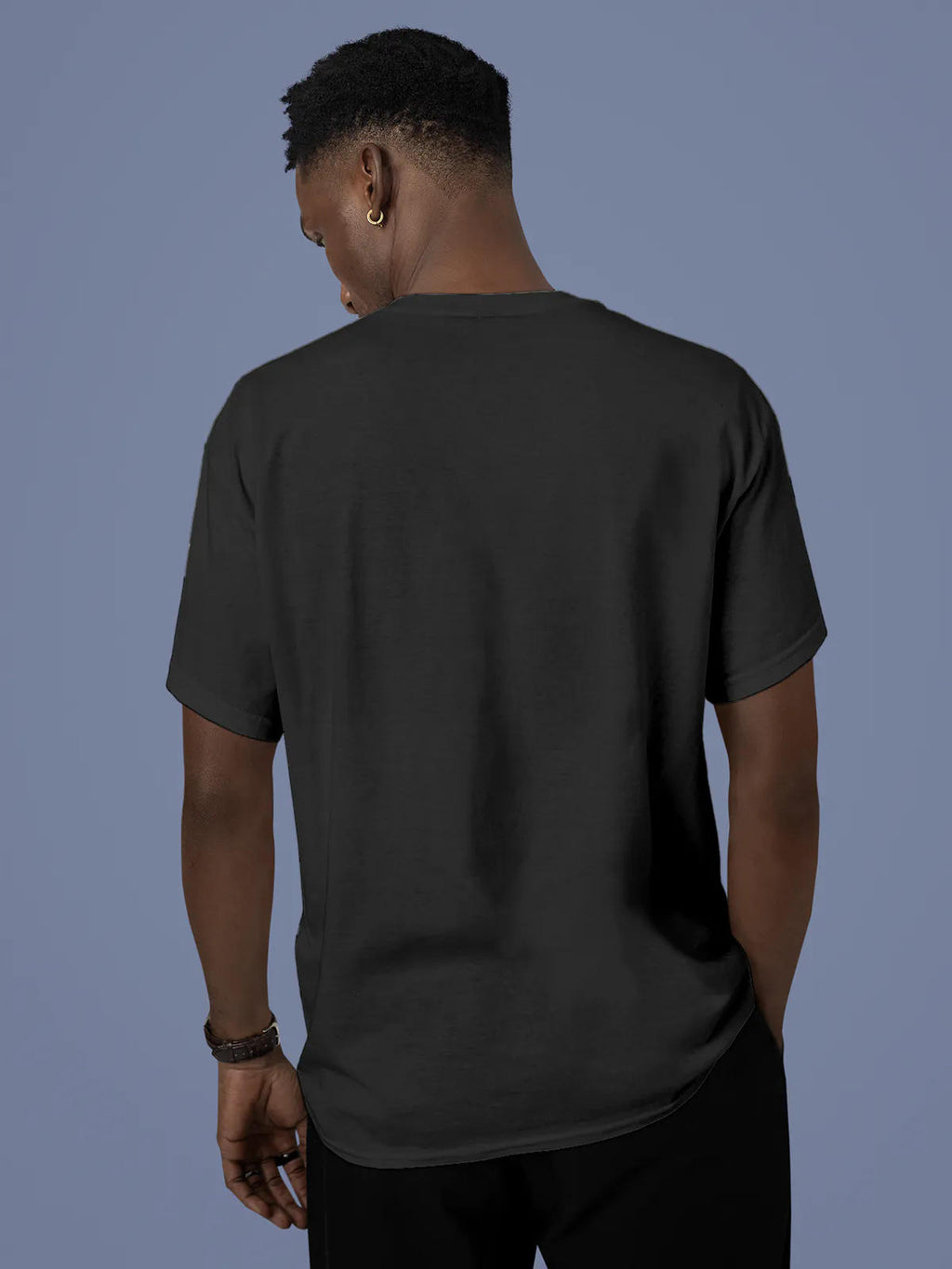 Back view of Fighterhero Men's Dark Grey Round Neck T-shirt, highlighting the modern look and clean finish