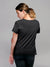 Back view of Fighterhero Women's Dark Grey Round Neck T-shirt, highlighting the modern look and clean finish