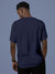 Back view of Fighterhero Men's Navy Blue Round Neck T-shirt, highlighting the modern look and clean finish