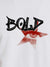 Close up of 'Bold' design on Men's White Round Neck T-shirt, highlighting intricate details and vibrant print.