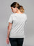 Back view of Fighterhero Women's White Round Neck T-shirt, highlighting the modern look and clean finish