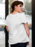 Back view of Fighterhero Women's White Round Neck T-shirt, highlighting the modern look and clean finish