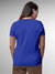 Back view of Fighterhero Women's Blue Round Neck T-shirt, highlighting the modern look and clean finish