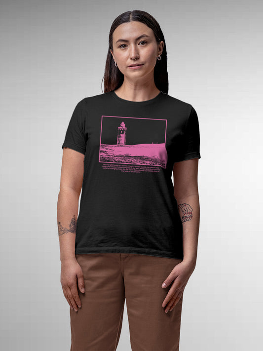Fighterhero T-shirts: Model wearing Women's Dark Grey Round Neck T-shirt with 'Show The Way' design