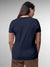 Back view of Fighterhero Women's Navy Blue Round Neck T-shirt, highlighting the modern look and clean finish