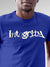 Close up of 'Integrity' design on Men's Blue Round Neck T-shirt, highlighting intricate details and vibrant print.