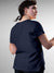 Back view of Fighterhero Women's Navy Blue Round Neck T-shirt, highlighting the modern look and clean finish