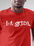 Close up of 'Integrity' design on Men's Red Round Neck T-shirt, highlighting intricate details and vibrant print.