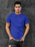 Close up of Plain Solid Blue T-shirt for Men, highlighting intricate details and vibrant print.