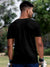 Back view of Fighterhero Men's Black Round Neck Plain T-shirt, highlighting the modern look and clean finish
