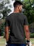 Back view of Fighterhero Men's Dark Grey Round Neck Plain T-shirt, highlighting the modern look and clean finish