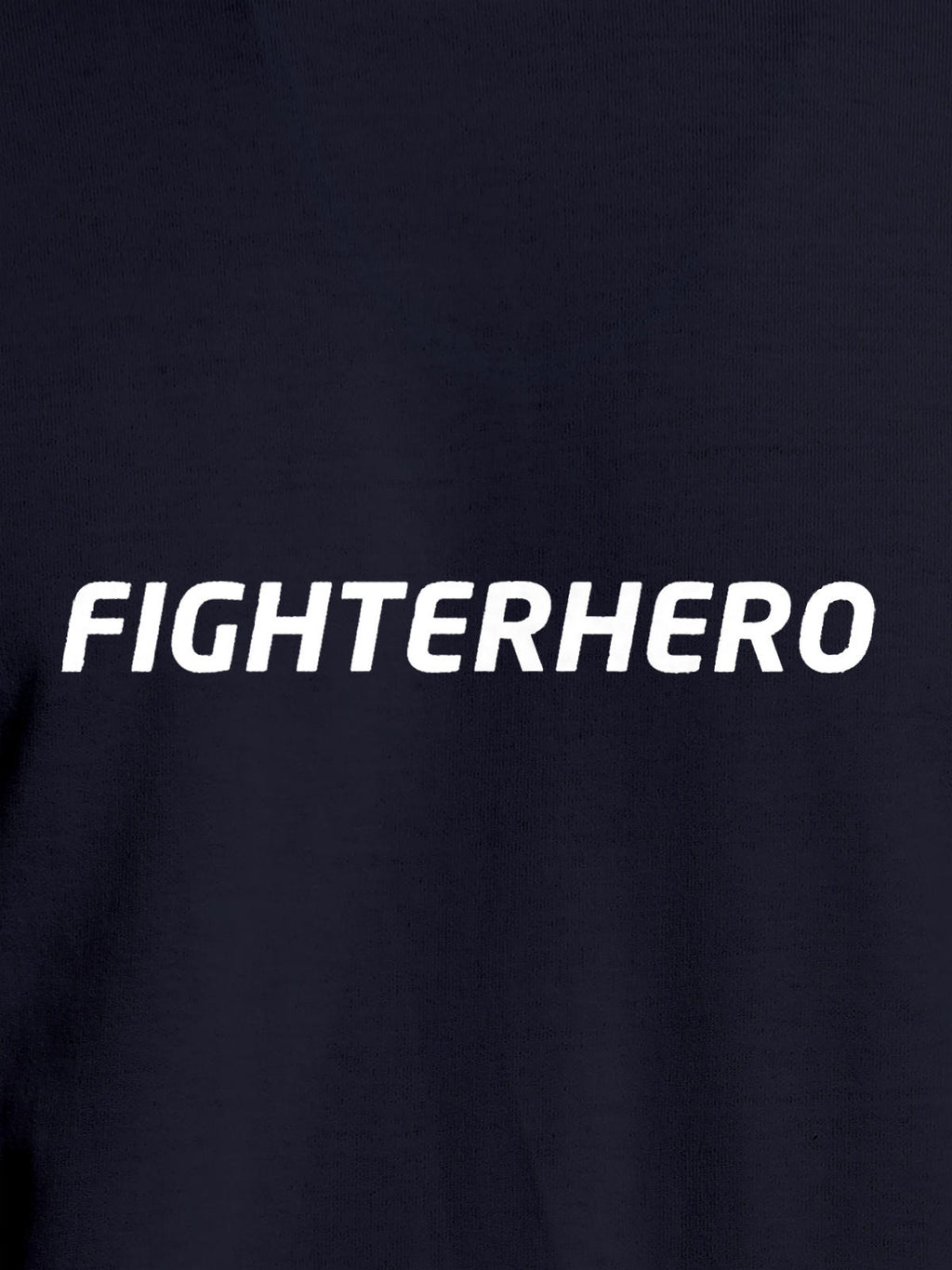 Close up of 'Fighterhero' design on Women's Navy Blue Round Neck T-shirt, highlighting intricate details and vibrant print.