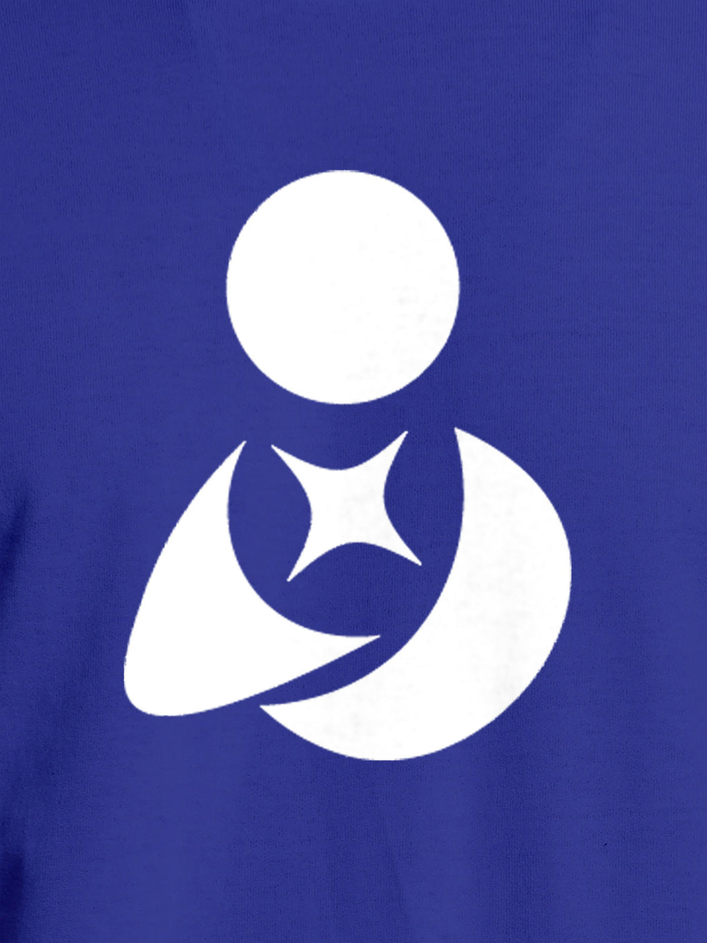 Close up of 'Fighterhero Logo' design on Men's Blue Round Neck T-shirt, highlighting intricate details and vibrant print.