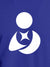 Close up of 'Fighterhero Logo' design on Men's Blue Round Neck T-shirt, highlighting intricate details and vibrant print.