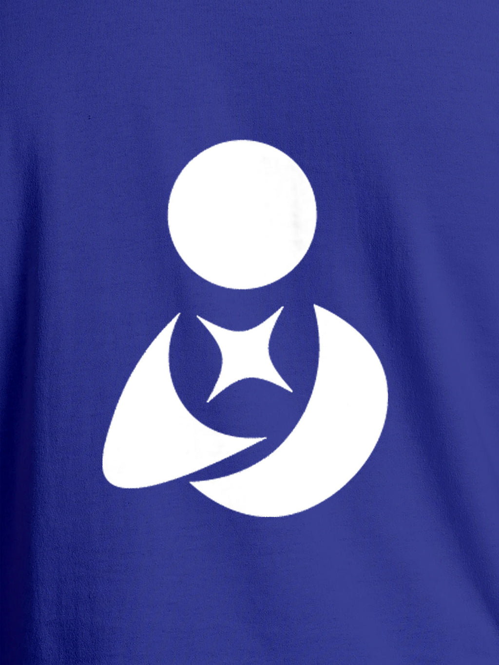 Close up of 'Fighterhero Logo' design on Women's Blue Round Neck T-shirt, highlighting intricate details and vibrant print.