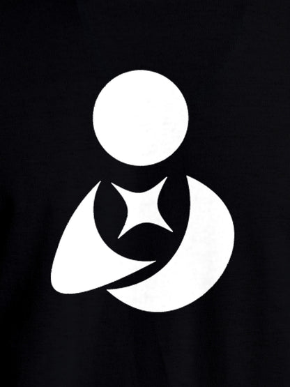 Close up of 'Fighterhero Logo' design on Men's Black Round Neck T-shirt, highlighting intricate details and vibrant print.