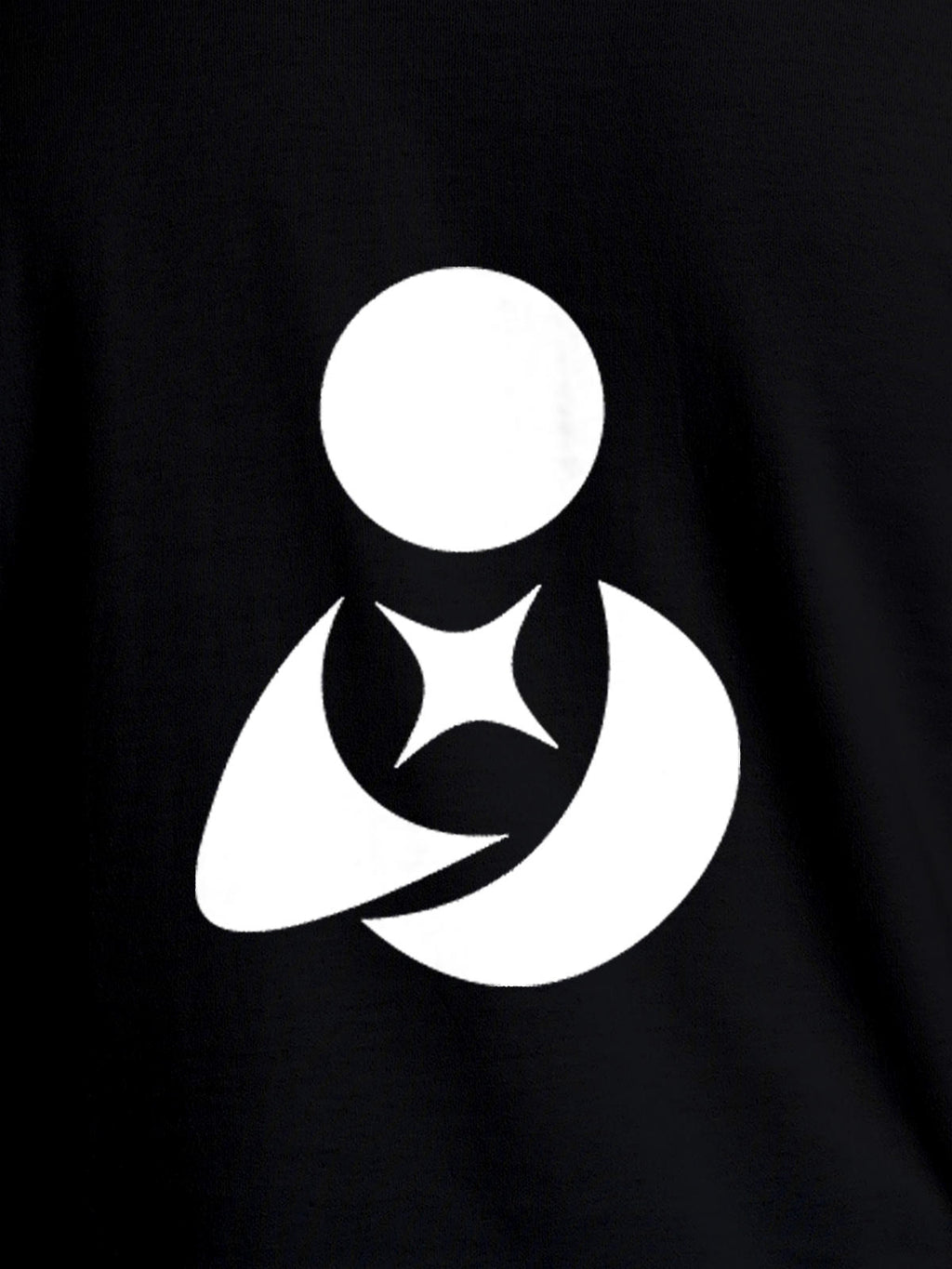 Close up of 'Fighterhero Logo' design on Women's Black Round Neck T-shirt, highlighting intricate details and vibrant print.