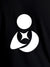 Close up of 'Fighterhero Logo' design on Women's Black Round Neck T-shirt, highlighting intricate details and vibrant print.