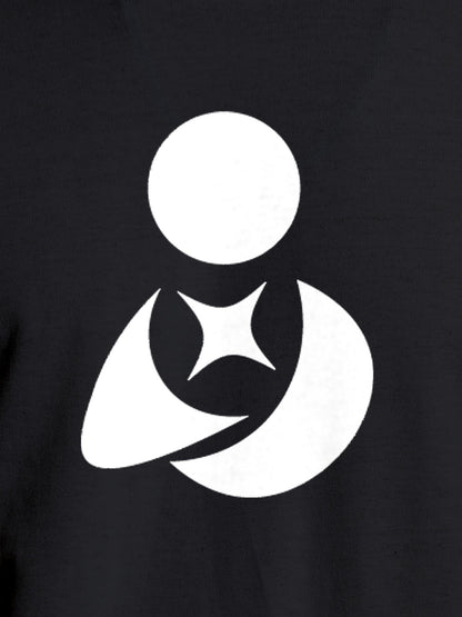 Close up of 'Fighterhero Logo' design on Men's Dark Grey Round Neck T-shirt, highlighting intricate details and vibrant print.