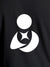 Close up of 'Fighterhero Logo' design on Women's Dark Grey Round Neck T-shirt, highlighting intricate details and vibrant print.