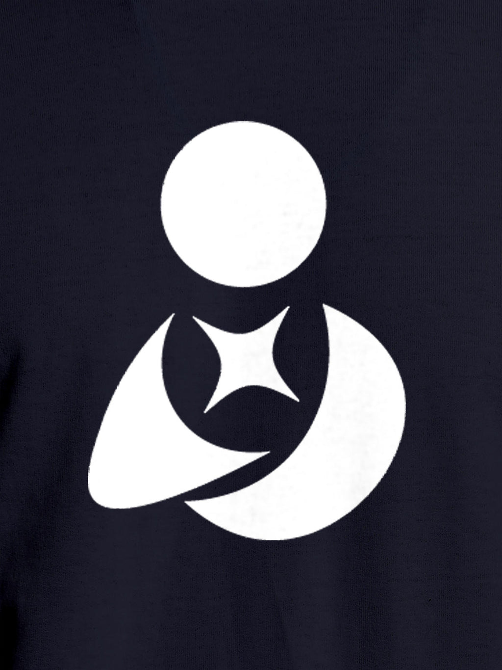 Close up of 'Fighterhero Logo' design on Men's Navy Blue Round Neck T-shirt, highlighting intricate details and vibrant print.