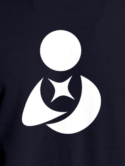 Close up of 'Fighterhero Logo' design on Men's Navy Blue Round Neck T-shirt, highlighting intricate details and vibrant print.