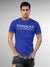 Front view of Fighterhero Men's Blue Round Neck T-shirt, highlighting the 'broken chains' design on the chest.