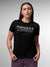 Front view of Fighterhero Women's Black Round Neck T-shirt, highlighting the 'broken chains' design on the chest.