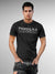 Front view of Fighterhero Men's Dark Grey Round Neck T-shirt, highlighting the 'broken chains' design on the chest.