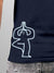 Close up of 'Balance Is A Decision' design on Men's Navy Blue Round Neck T-shirt, highlighting intricate details and vibrant print.