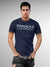 Front view of Fighterhero Men's Navy Blue Round Neck T-shirt, highlighting the 'broken chains' design on the chest.