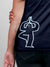 Close up of 'Balance Is A Decision' design on Women's Navy Blue Round Neck T-shirt, highlighting intricate details and vibrant print.