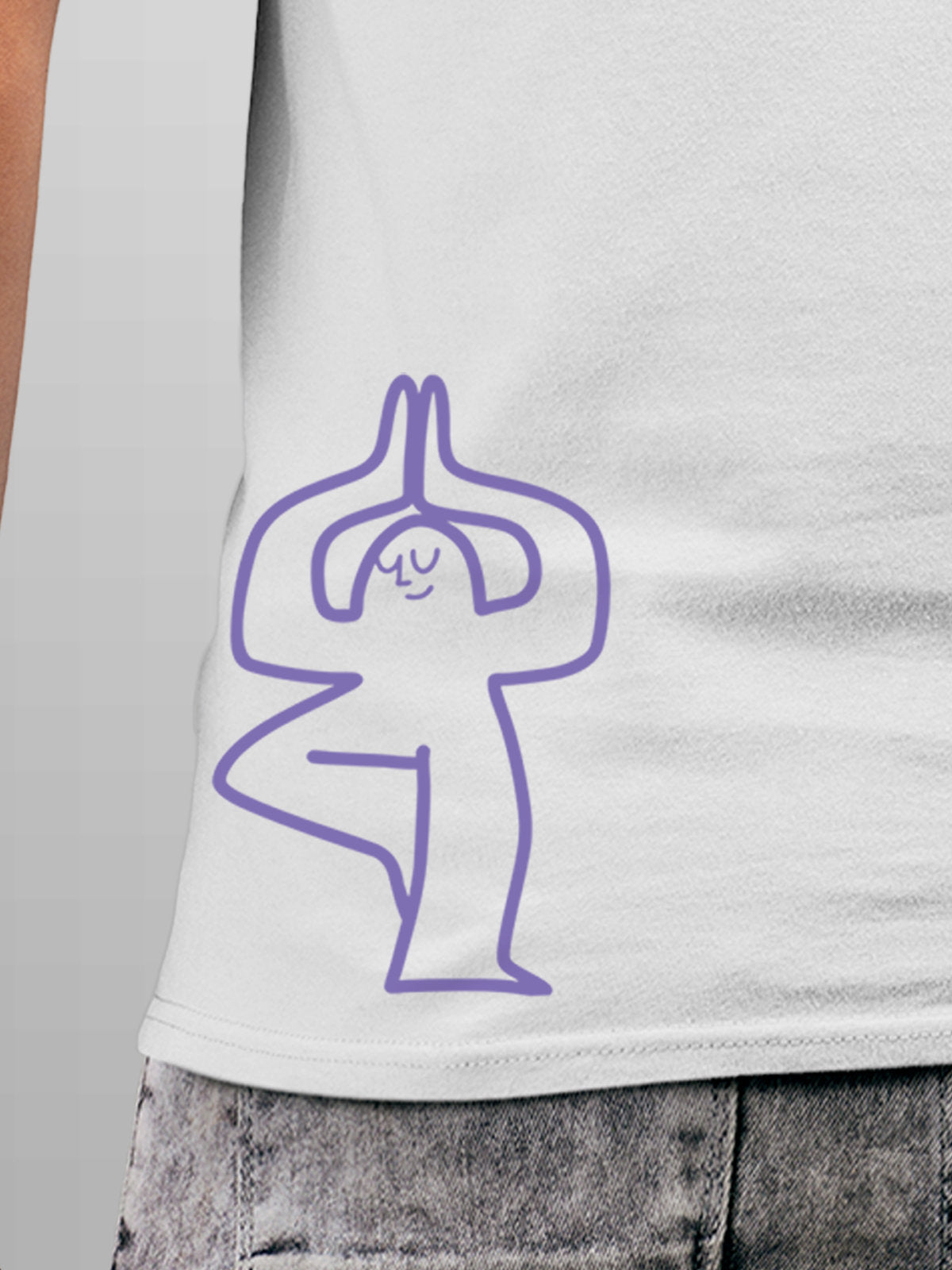 Close up of 'Balance Is A Decision' design on Men's White Round Neck T-shirt, highlighting intricate details and vibrant print.