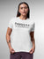 Front view of Fighterhero Women's White Round Neck T-shirt, highlighting the 'broken chains' design on the chest.