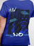 Close up of 'Face The Fear' design on Women's Blue Round Neck T-shirt, highlighting intricate details and vibrant print.