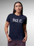 Front view of Fighterhero Women's Navy Blue Round Neck T-shirt, highlighting the 'broken chains' design on the chest.