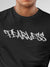 Close up of 'Fearless' design on Men's Dark Grey Round Neck T-shirt, highlighting intricate details and vibrant print.