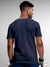 Back view of Fighterhero Men's Navy Blue Round Neck T-shirt, highlighting the modern look and clean finish
