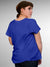 Back view of Fighterhero Women's Blue Round Neck T-shirt, highlighting the modern look and clean finish