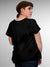 Back view of Fighterhero Women's Black Round Neck T-shirt, highlighting the modern look and clean finish