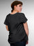 Back view of Fighterhero Women's Dark Grey Round Neck T-shirt, highlighting the modern look and clean finish