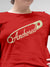 Close up of 'Anchored' design on Women's Red Round Neck T-shirt, highlighting intricate details and vibrant print.