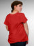 Back view of Fighterhero Women's Red Round Neck T-shirt, highlighting the modern look and clean finish