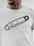 Close up of 'Anchored' design on Men's White Round Neck T-shirt, highlighting intricate details and vibrant print.