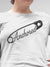 Close up of 'Anchored' design on Women's White Round Neck T-shirt, highlighting intricate details and vibrant print.