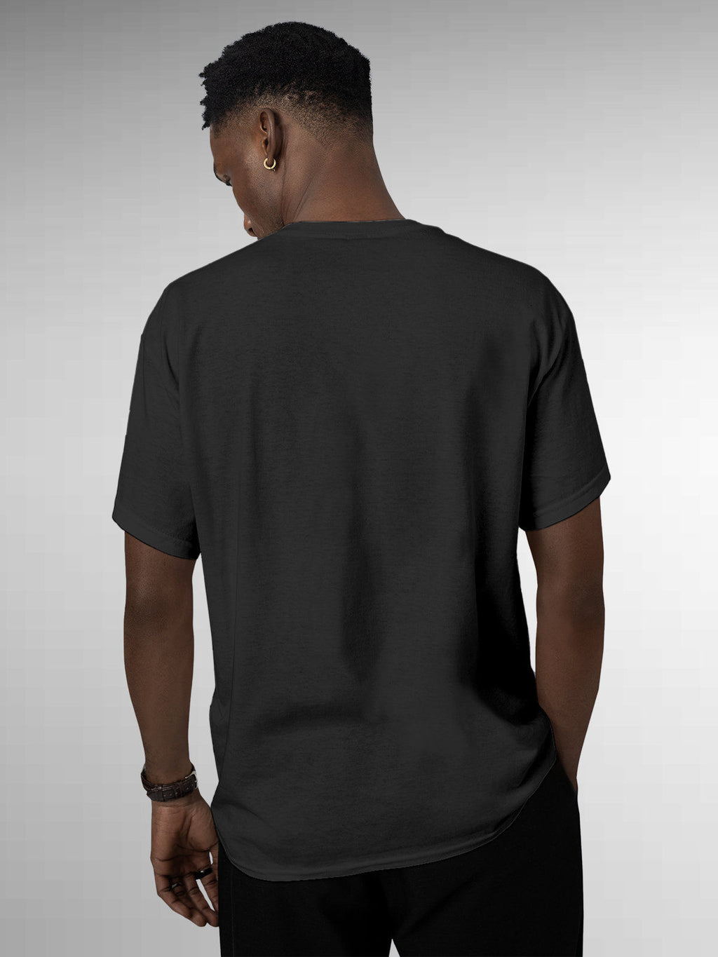 Back view of Fighterhero Men's Dark Grey Round Neck T-shirt, highlighting the modern look and clean finish