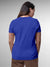 Back view of Fighterhero Women's Blue Round Neck T-shirt, highlighting the modern look and clean finish
