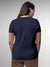 Back view of Fighterhero Women's Navy Blue Round Neck T-shirt, highlighting the modern look and clean finish