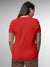 Back view of Fighterhero Women's Red Round Neck T-shirt, highlighting the modern look and clean finish